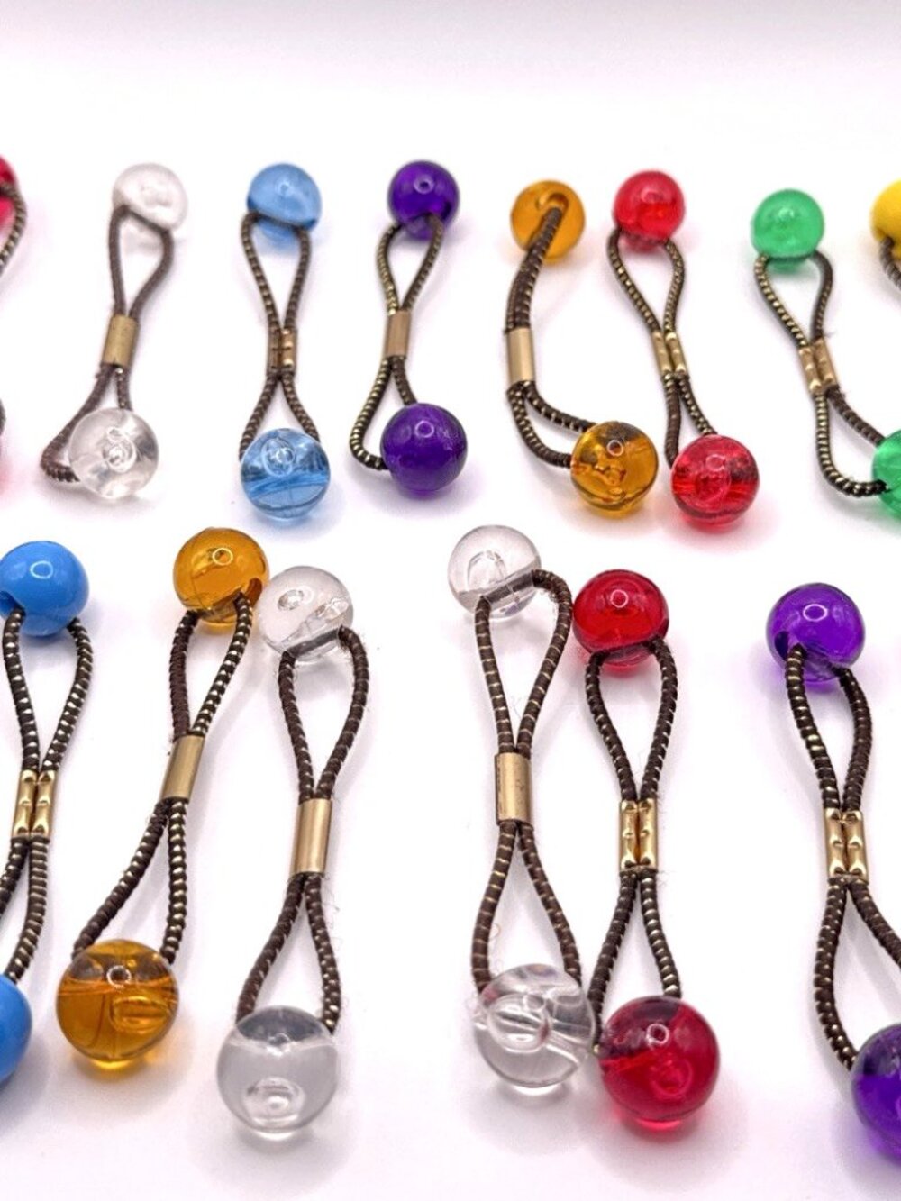 20 GOODY Vintage Ponytail Holders Twin Beads Medium Knocker Balls Hair Ties #3